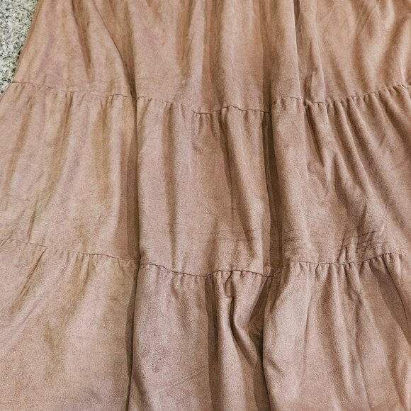 Faux Suede Tiered Cinnamon Dress - M/L - Picture 3 of 4